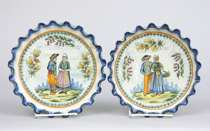 Appraisal: Pair of Piecrust Quimper Plates French circa Pair of similar