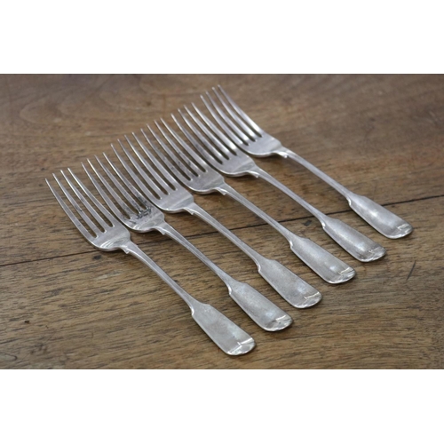 Appraisal: Set of six antique sterling silver forks London Solomon Hougham