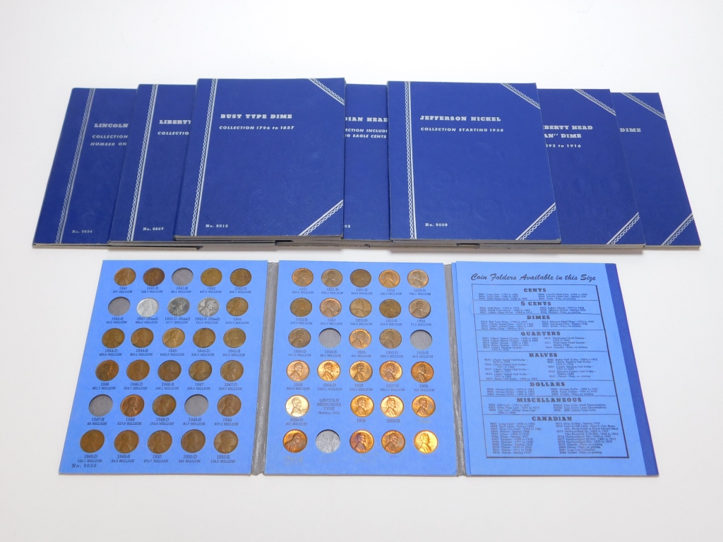 Appraisal: PC AMERICAN COIN COLLECTING BOOKS W COINS United States -