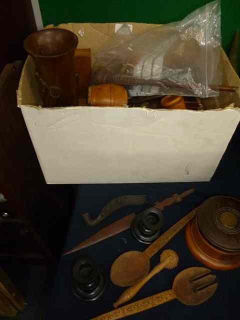 Appraisal: A BOX OF VARIOUS TREEN including a box with dice