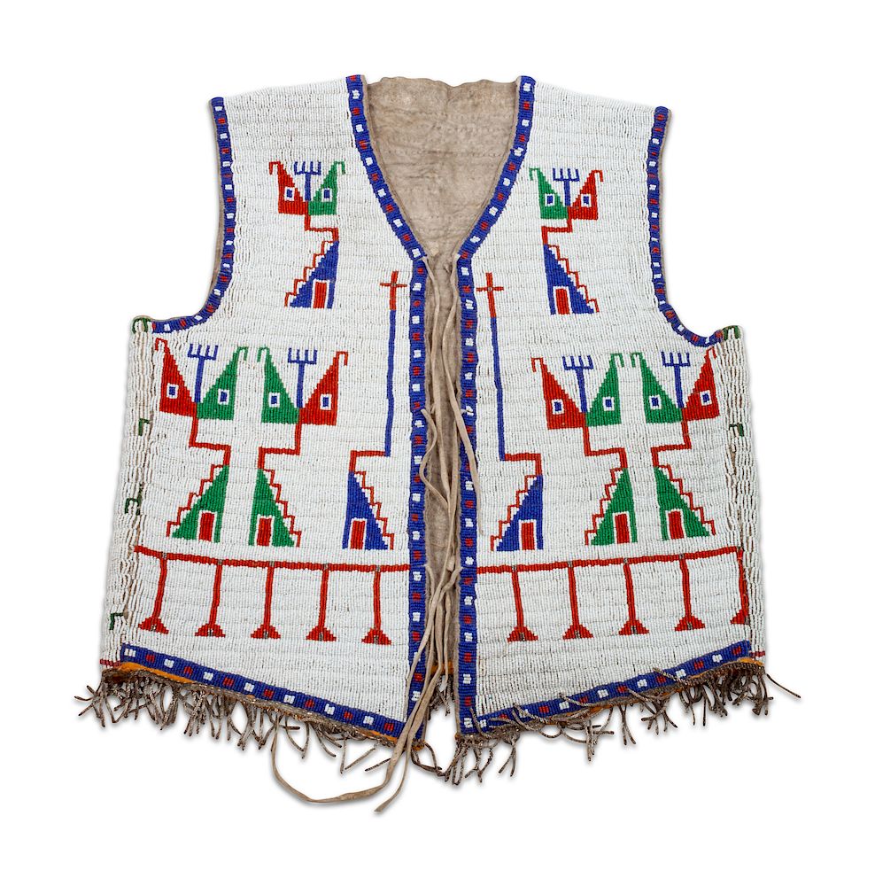 Appraisal: Sioux Beaded Hide Vest length x chest inches Sioux Beaded