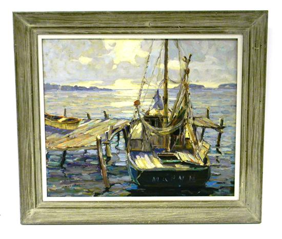 Appraisal: Lars Thorsen Norwegian - signed oil on canvas depicting fishing