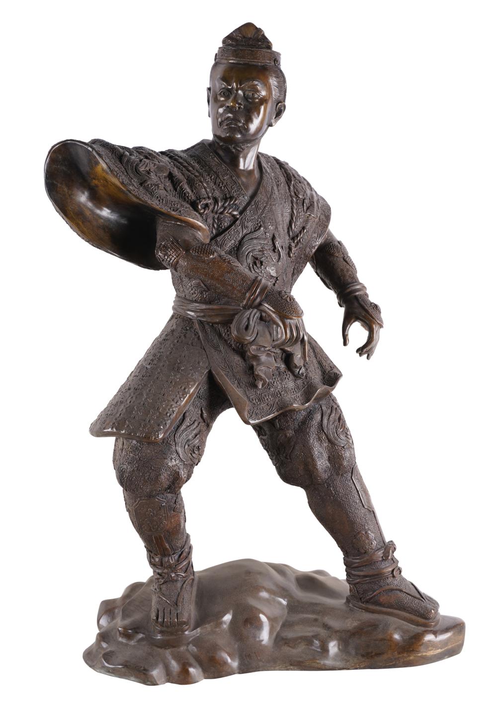 Appraisal: JAPANESE BRONZE WARRIOR FIGURECondition missing elements previously held in hands