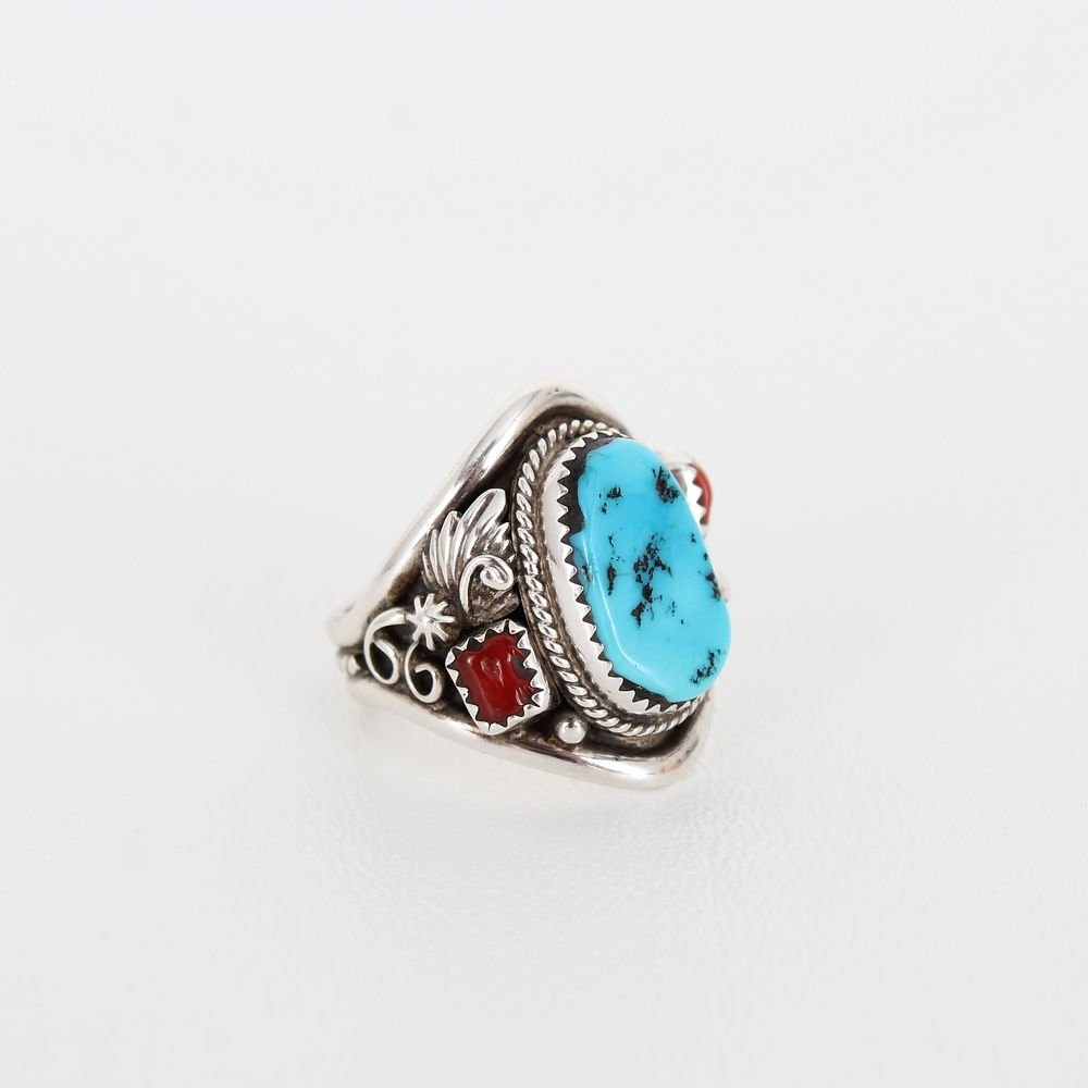 Appraisal: Navajo Sterling Turquoise Running Bear Ring Navajo Sterling Silver Turquoise