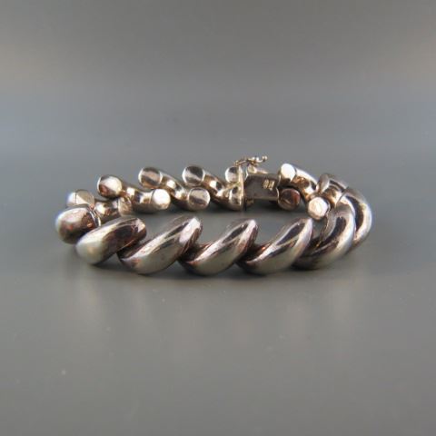 Appraisal: Sterling Silver Bracelet macaroni link long