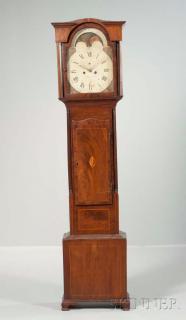 Appraisal: Pattison Mahogany Longcase Clock Dublin c flat-top mahogany veneered case