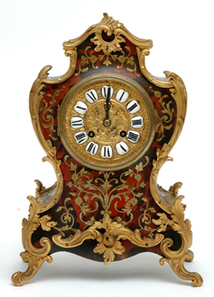 Appraisal: A TH CENTURY FRENCH BOULLE MANTEL CLOCK Having an eight