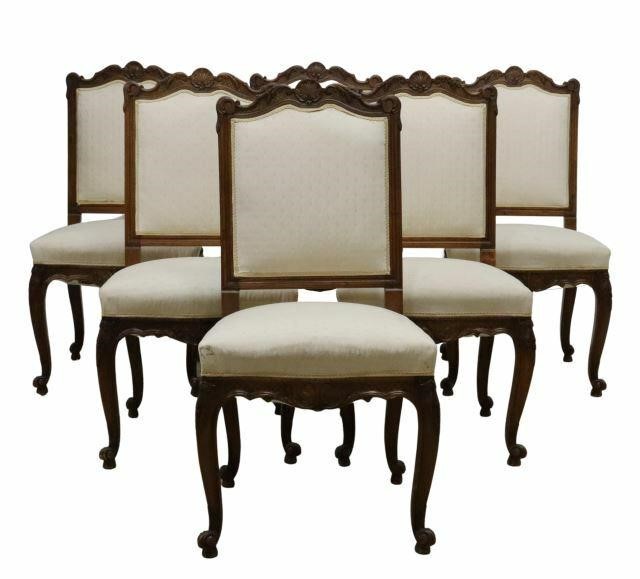 Appraisal: lot of French Provincial Louis XV style walnut dining chairs