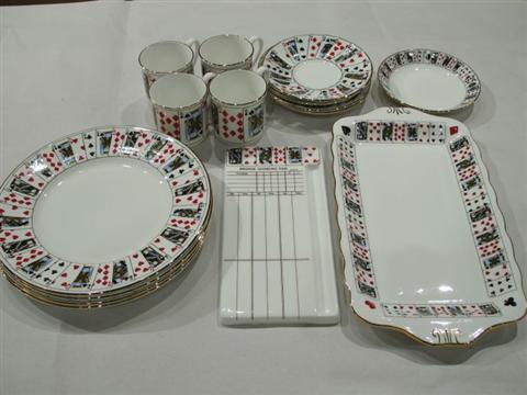 Appraisal: ENGLISH PORCELAIN BRIDGE SET RETAIL TIFFANY Retailed by Tiffany in