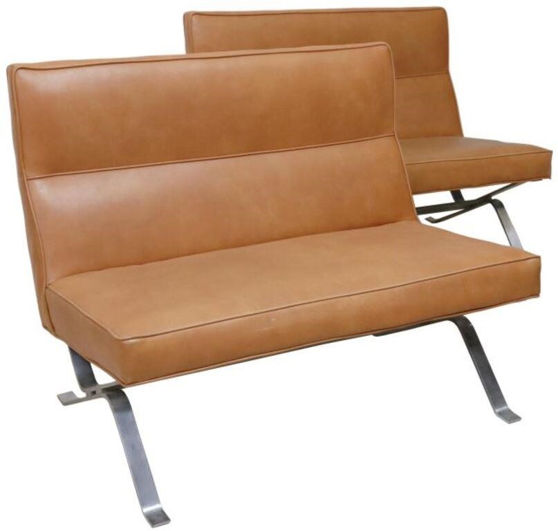 Appraisal: pair Modern design bench seat settees th c in vinyl