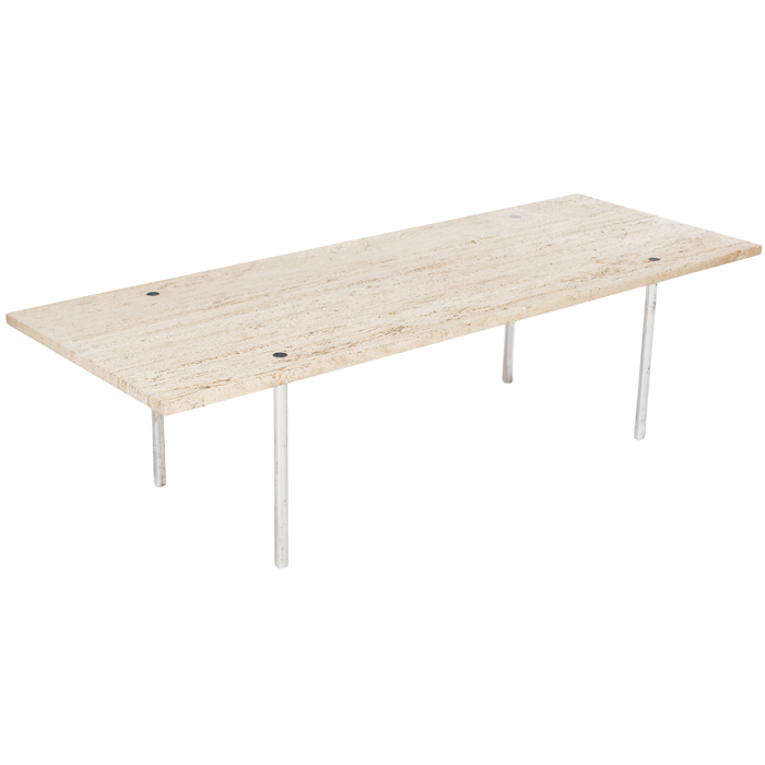 Appraisal: Irwin and Estelle Laverne coffee table by Laverne rectangular travertine