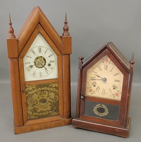 Appraisal: - Mahogany cased steeple clock with alarm h and a