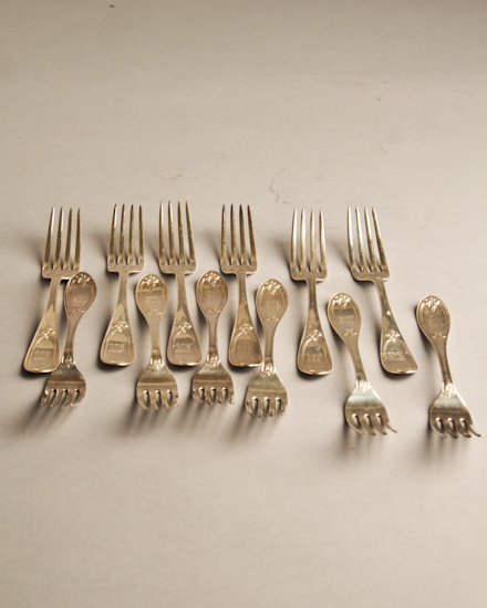 Appraisal: Twelve Ziba Ferris Coin Silver Forks in a classical design