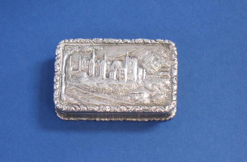 Appraisal: A WILLIAM IV CASTLE TOP VINAIGRETTE with a view of