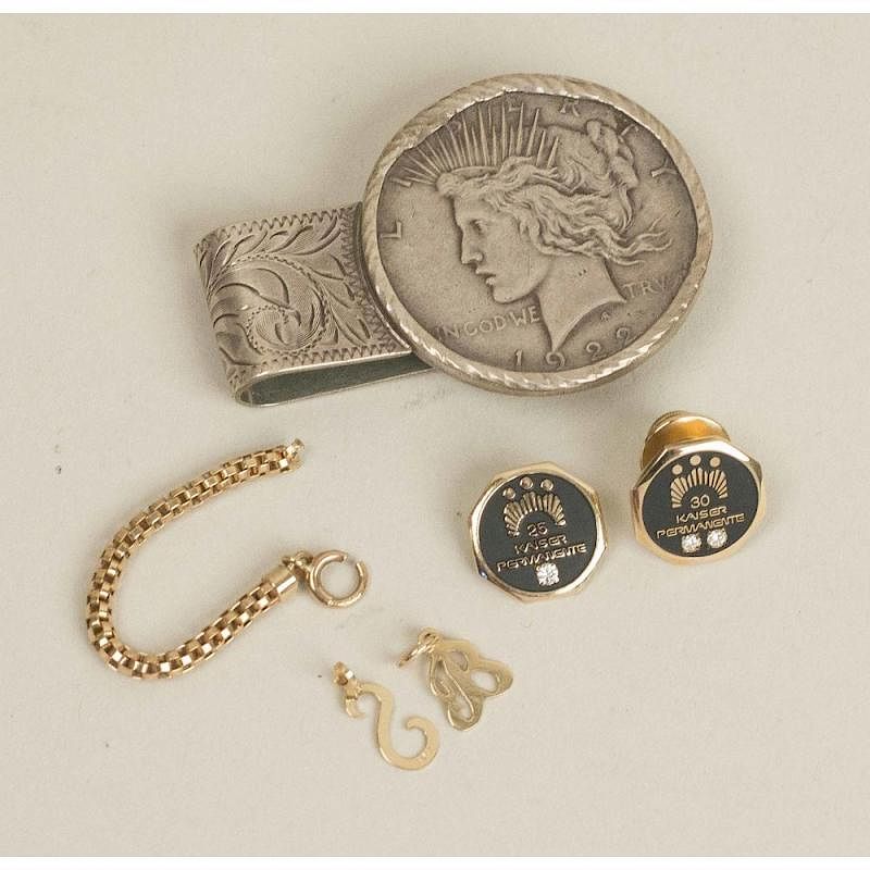 Appraisal: Assorted K Jewelry and Silver Dollar Money Clip Lot comprising