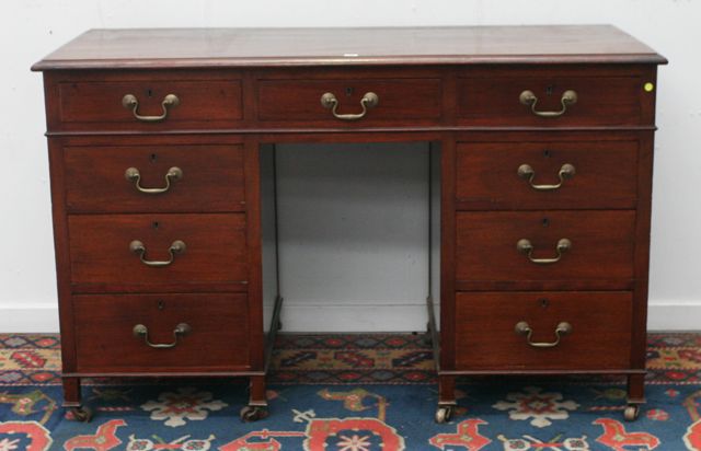 Appraisal: A th century mahogany pedestal desk