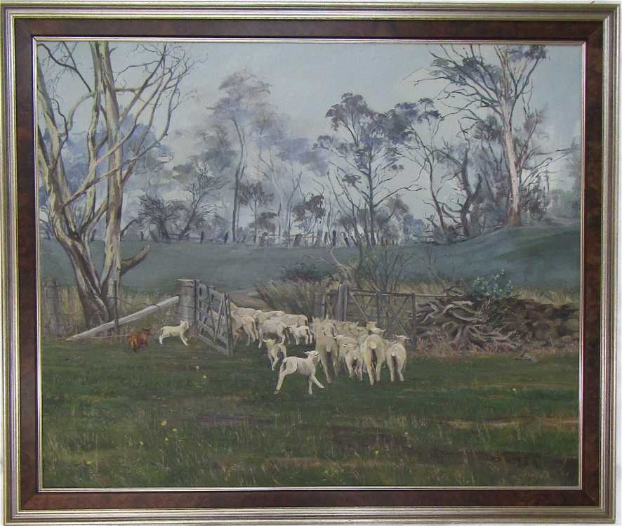 Appraisal: GRIFFITH OIL ON CANVAS pastoral landscape with dog herding sheep