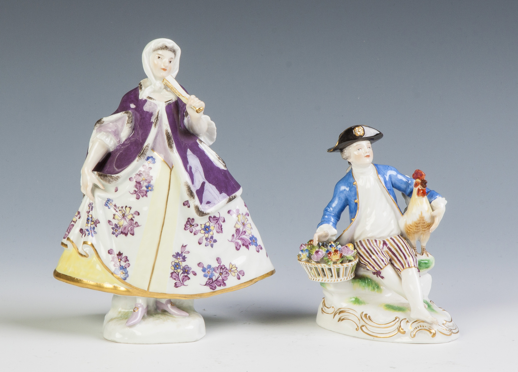 Appraisal: Meissen Figures th cent Lady with a fan gentleman with