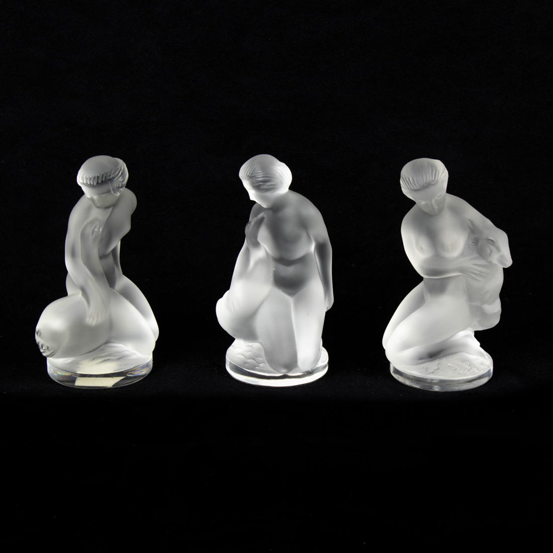 Appraisal: LOT OF LALIQUE FROSTED GLASS FIGURES OF LEDA AND DIANA