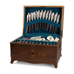 Appraisal: An International Silver Flatware Service in Custom Case Mid th