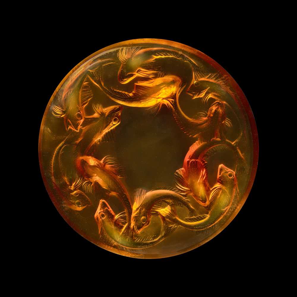 Appraisal: REN LALIQUE FRENCH - MARTIGUES BOWL NO designed butterscotchreverse moulded