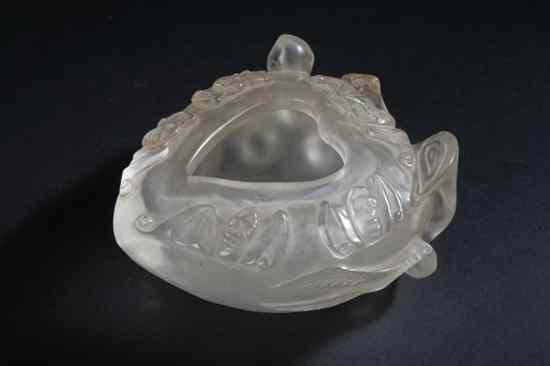 Appraisal: CHINESE ROCK CRYSTAL PEACH-FORM BRUSH WASHER Carved with a band