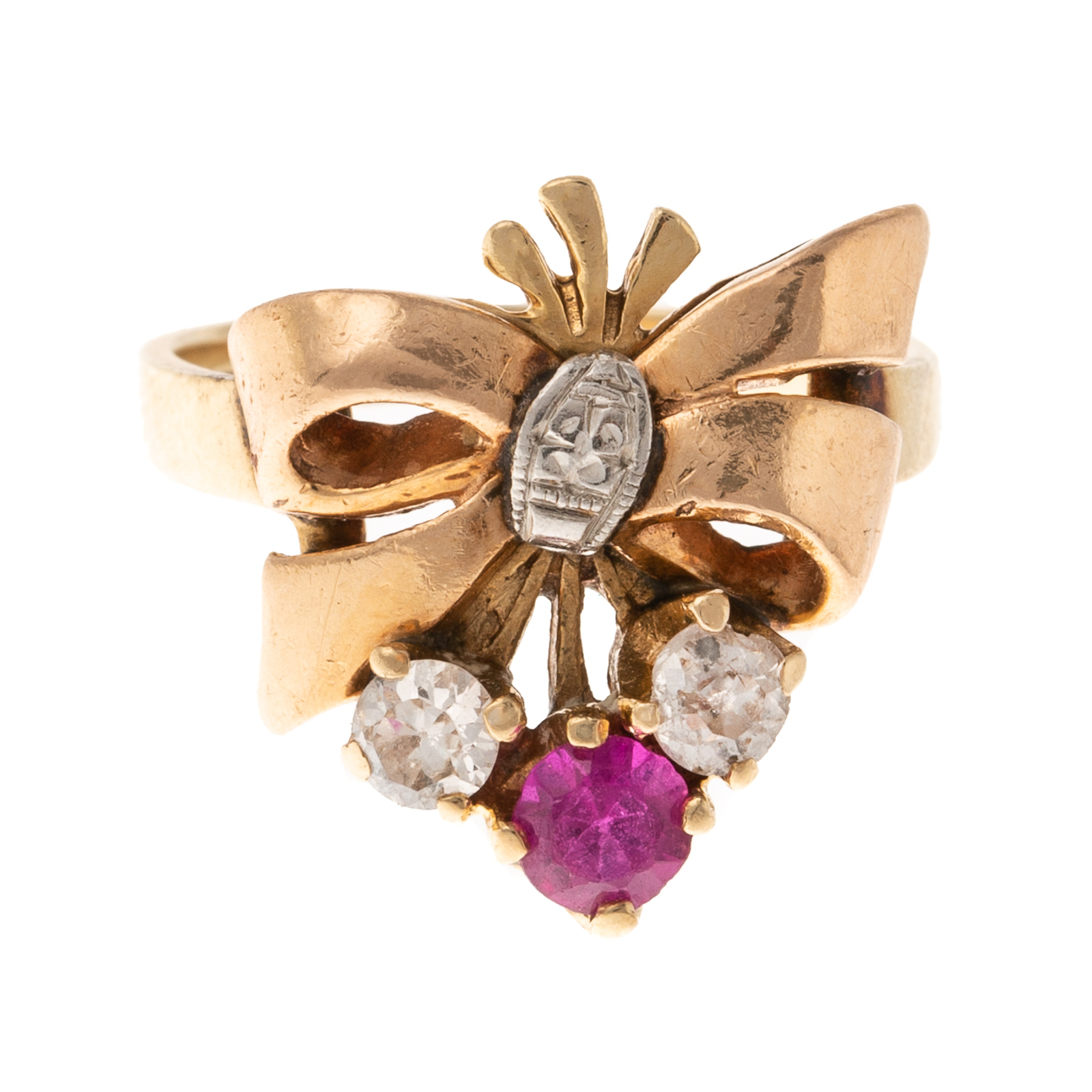 Appraisal: A RETRO PINK SAPPHIRE DIAMOND RING IN K K rose