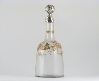 Appraisal: A French silver mounted glass decanter and stopper decorated with