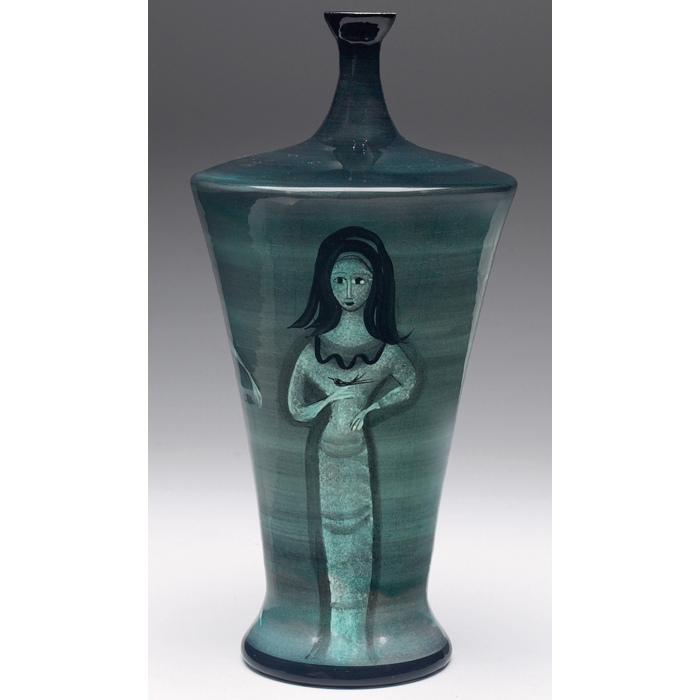 Appraisal: Polia Pillin vase shouldered form with three painted women against