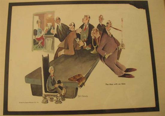 Appraisal: Four Dr Seuss Prints of Adult Workplaces printed by Zeese-Wilkinson