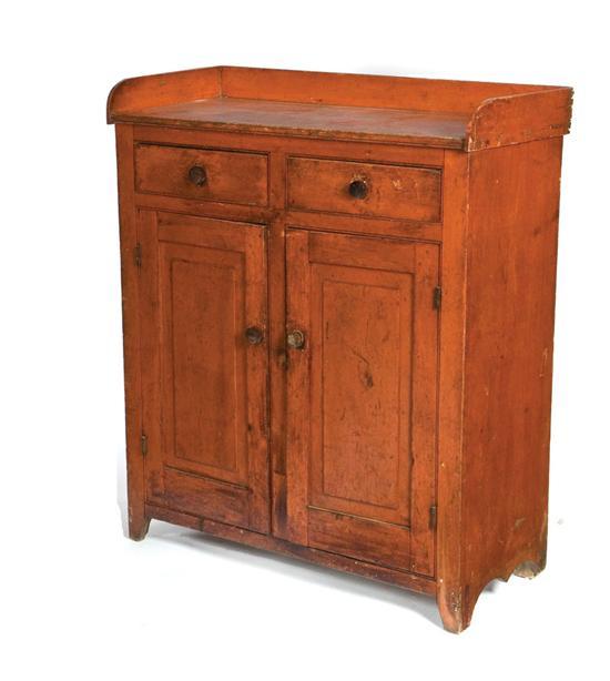 Appraisal: PAINTED CUPBOARD Pennsylvania mid th century pine Cleaned down to