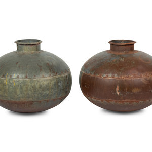 Appraisal: Two Hammered Metal Vessels Height of each inches Property from