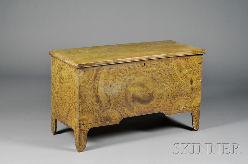 Appraisal: Putty-painted Pine Six-Board Chest New England early th century on