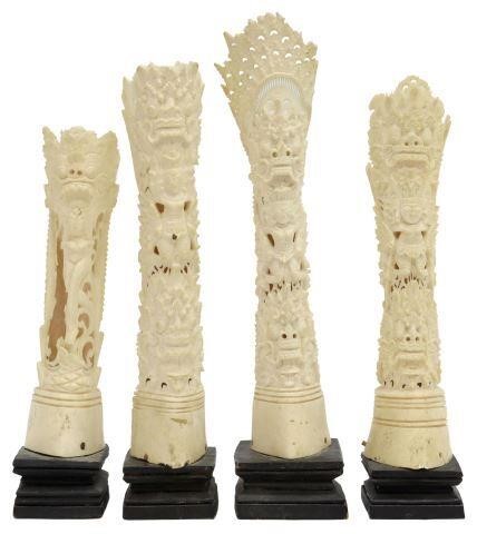 Appraisal: lot of Southeast Asian carved bone totems intricately carved with