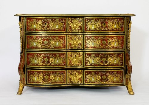 Appraisal: A French early th Century brass tortoiseshell and shell boulle-marquetry