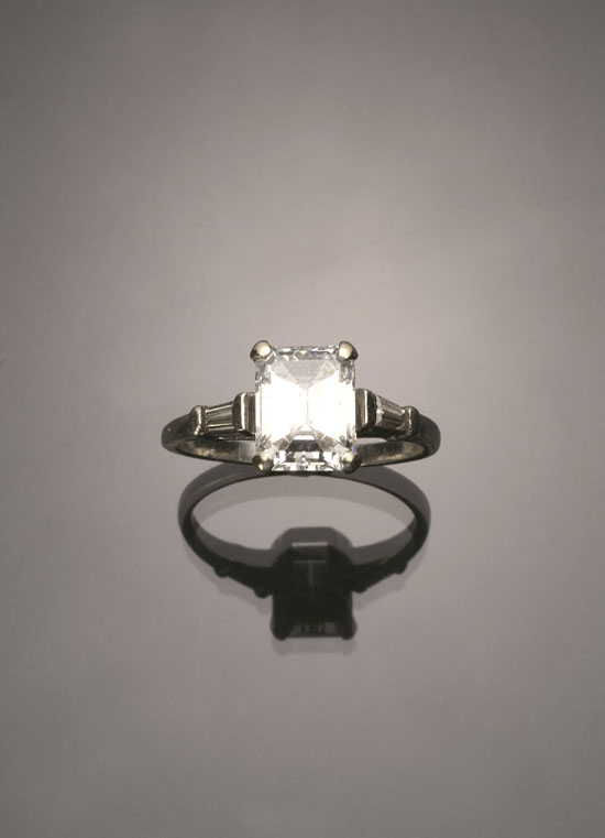 Appraisal: Platinum Solitaire Diamond Ring The four-prong A-box mount set with