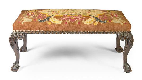 Appraisal: A Renaissance style needlepoint upholstered bench height in width in