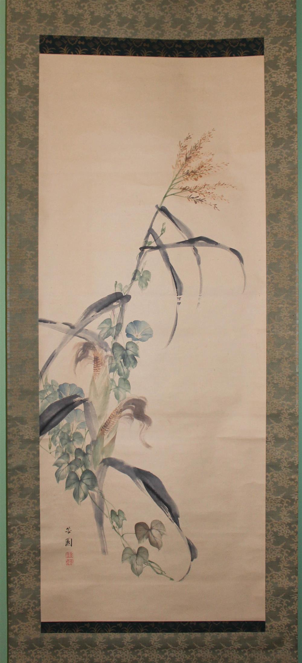 Appraisal: NISHIYAMA HOEN JAPANESE - CORN AND MORNING GLORIES Ink and