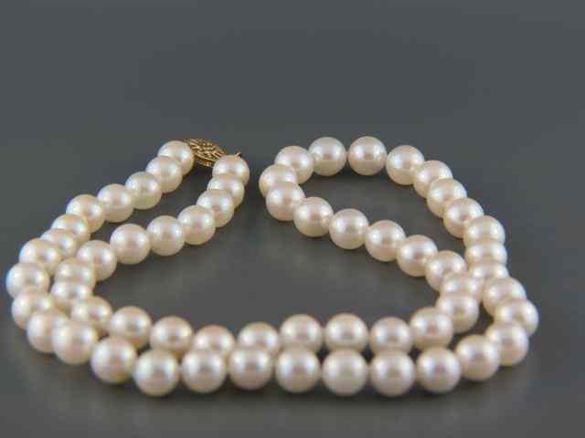 Appraisal: Pearl Necklace to mm lustrous Akoya pearls '' long k