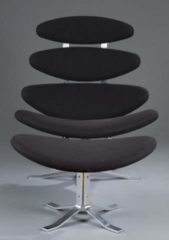 Appraisal: Paul Volther Corona Chair and Footstool Manufactured by Erik Jorgensen