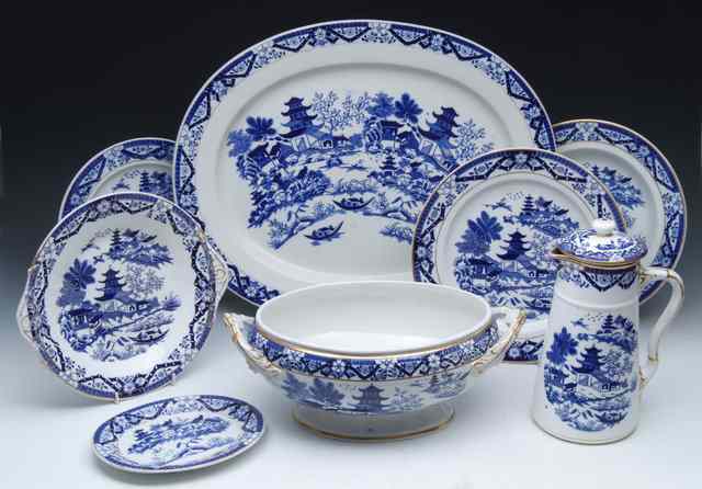 Appraisal: A VICTORIAN GRAINGER CO COBALT BLUE DECORATED PART DINNER SERVICE