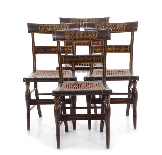 Appraisal: Late Federal fancy chairs set of four circa stenciled toprail