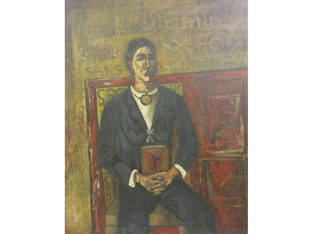 Appraisal: STUART MACKENZIE b Oil on canvas 'The Intellectual' signed and