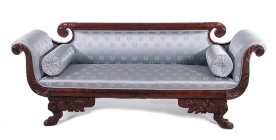 Appraisal: American Classical carved mahogany sofa circa BH SH S D