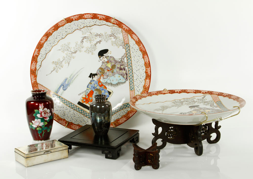 Appraisal: - Assorted Japanese Cloisonn and Silver Items Assorted Japanese cloisonn