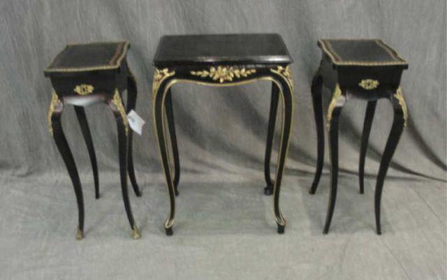 Appraisal: Lot of Louis XV Style Black Lacquer Tables Pair of