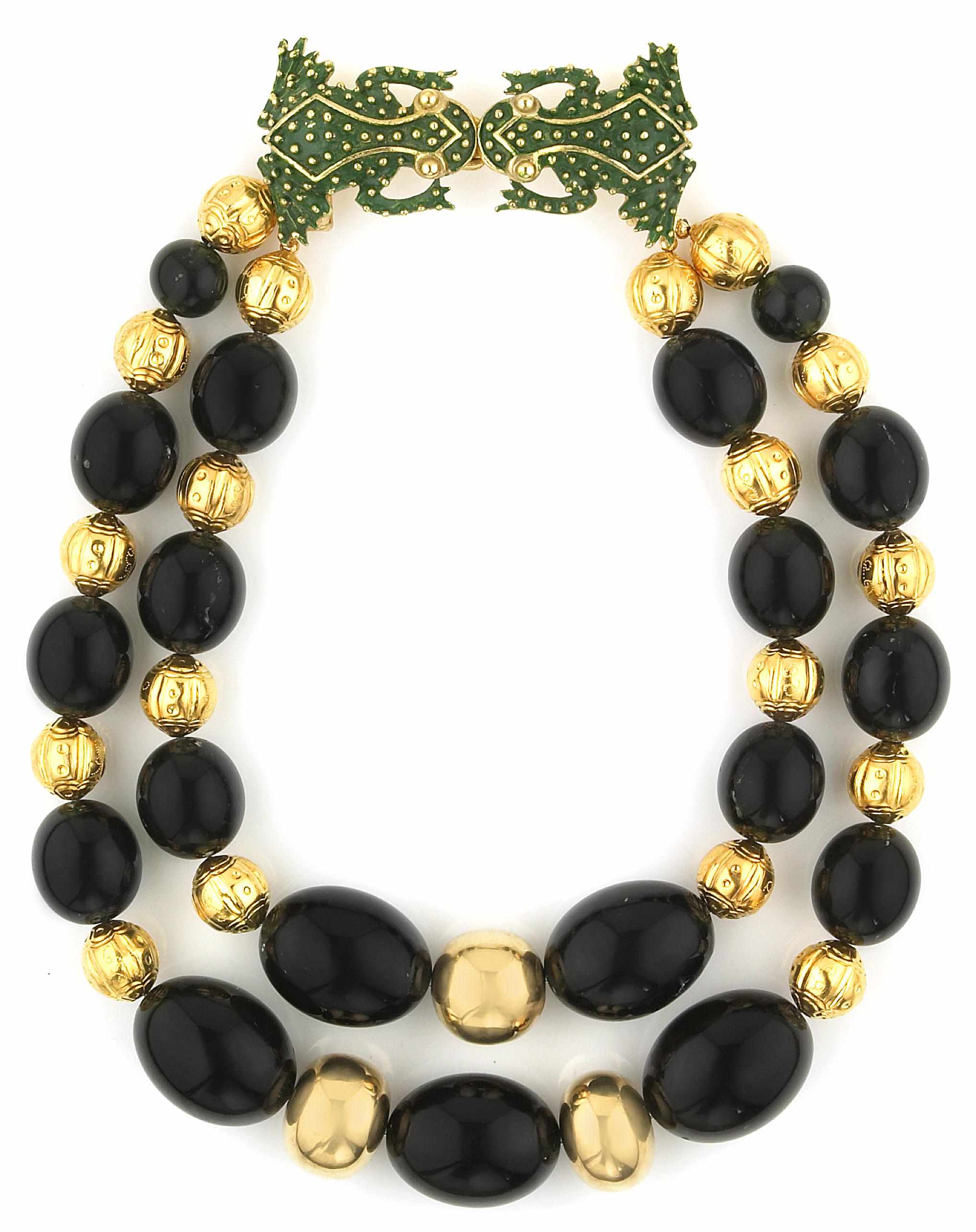 Appraisal: Tony Duquette American - sA green amber and vermeil necklace