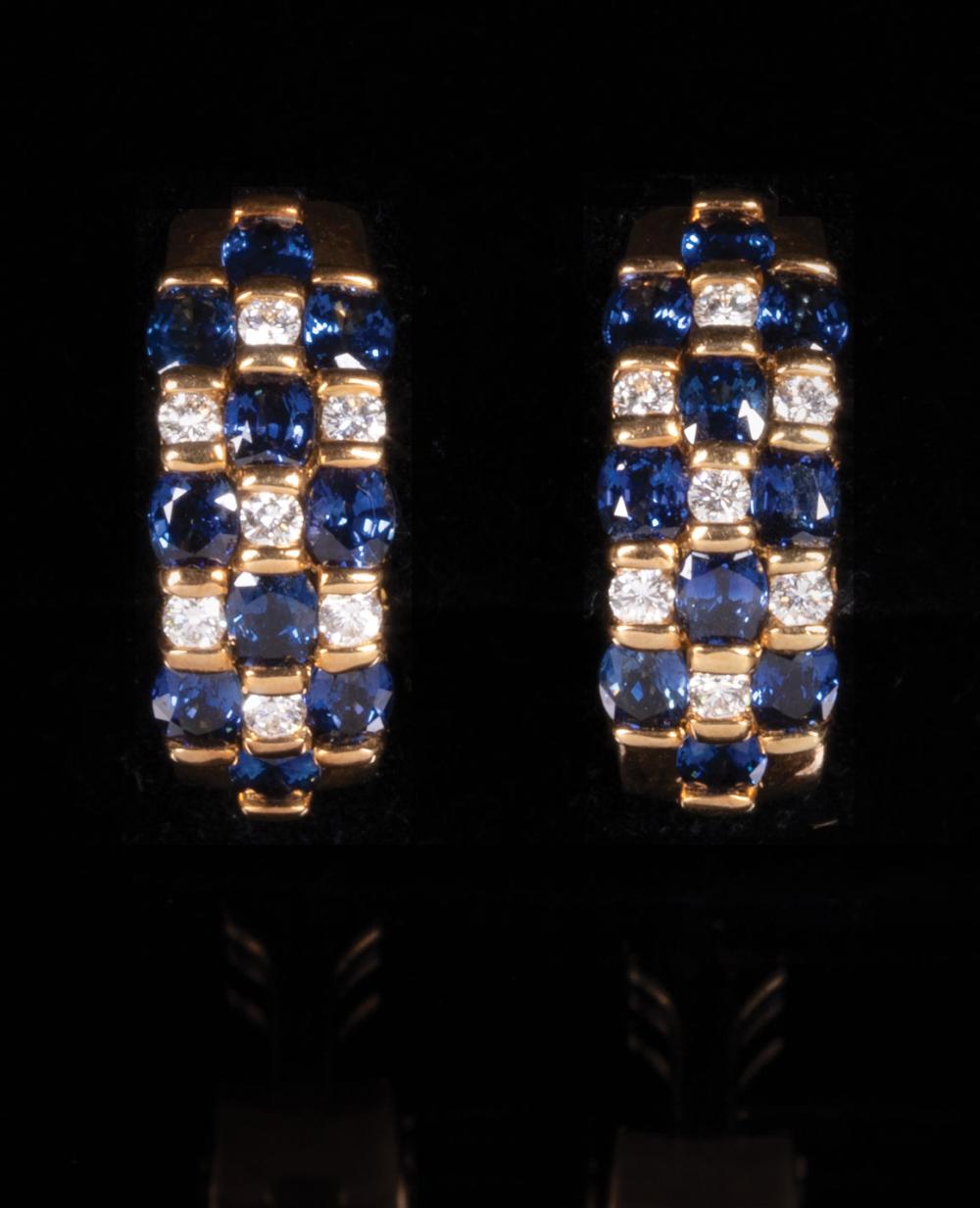 Appraisal: Pair of kt Yellow Gold Sapphire and Diamond Clip Earrings