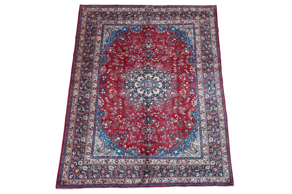 Appraisal: PERSIAN STYLE CARPETMashad medallion design carpet ' x ' Condition