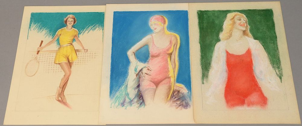 Appraisal: Charles Sheldon - set of three Illustration Glamour portraits two